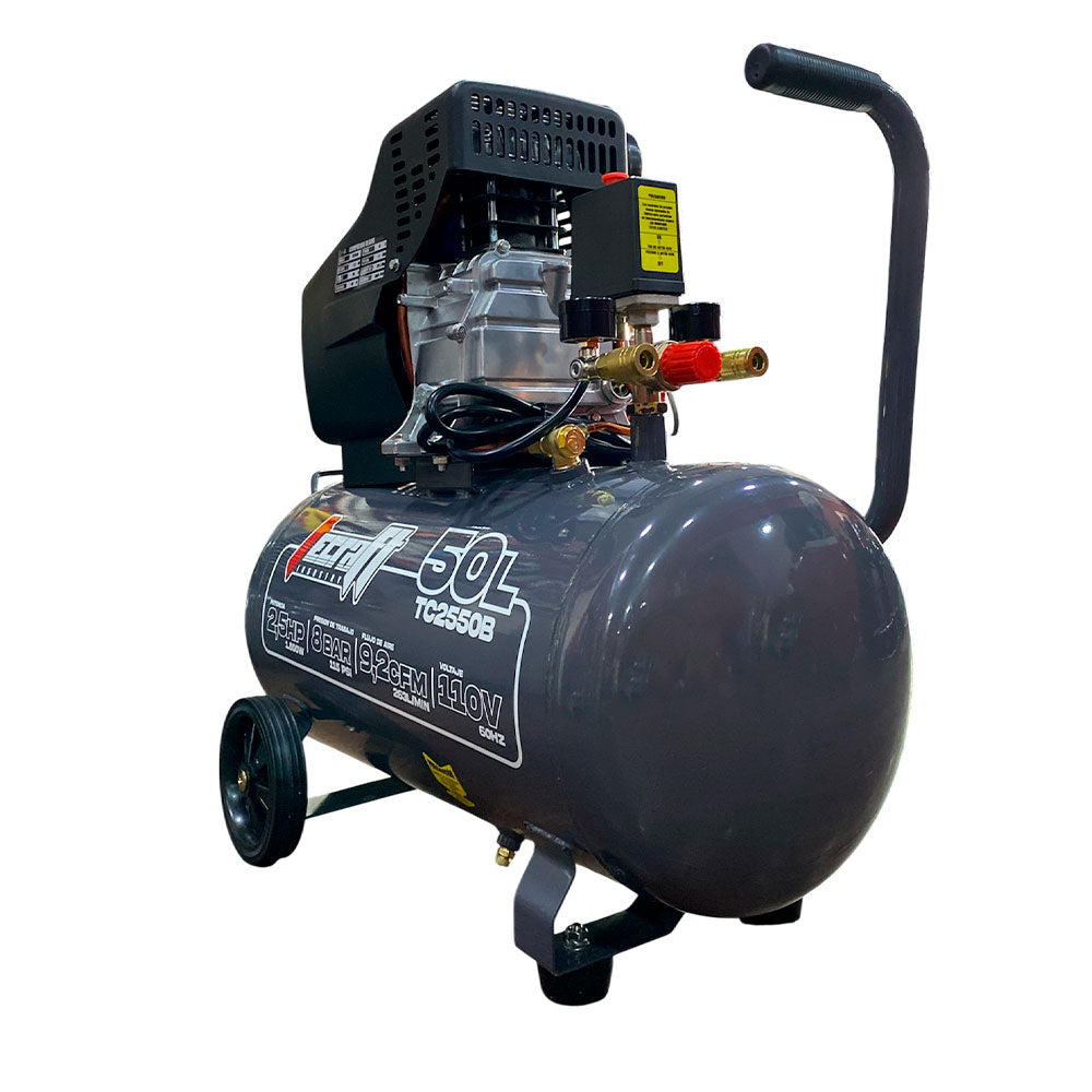 Compresor Profesional de tiro directo marca Tecraft Industry de 50L 2.1/2 HP con conexión a 110v.