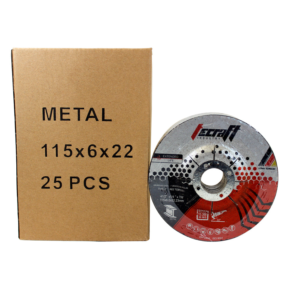 Disco de pulir 4.1/2" X 1/4” X 7/8” 115 X 6.0 X 22.23 mm Inox Máx. 13.300 RPM Vida útil extendida