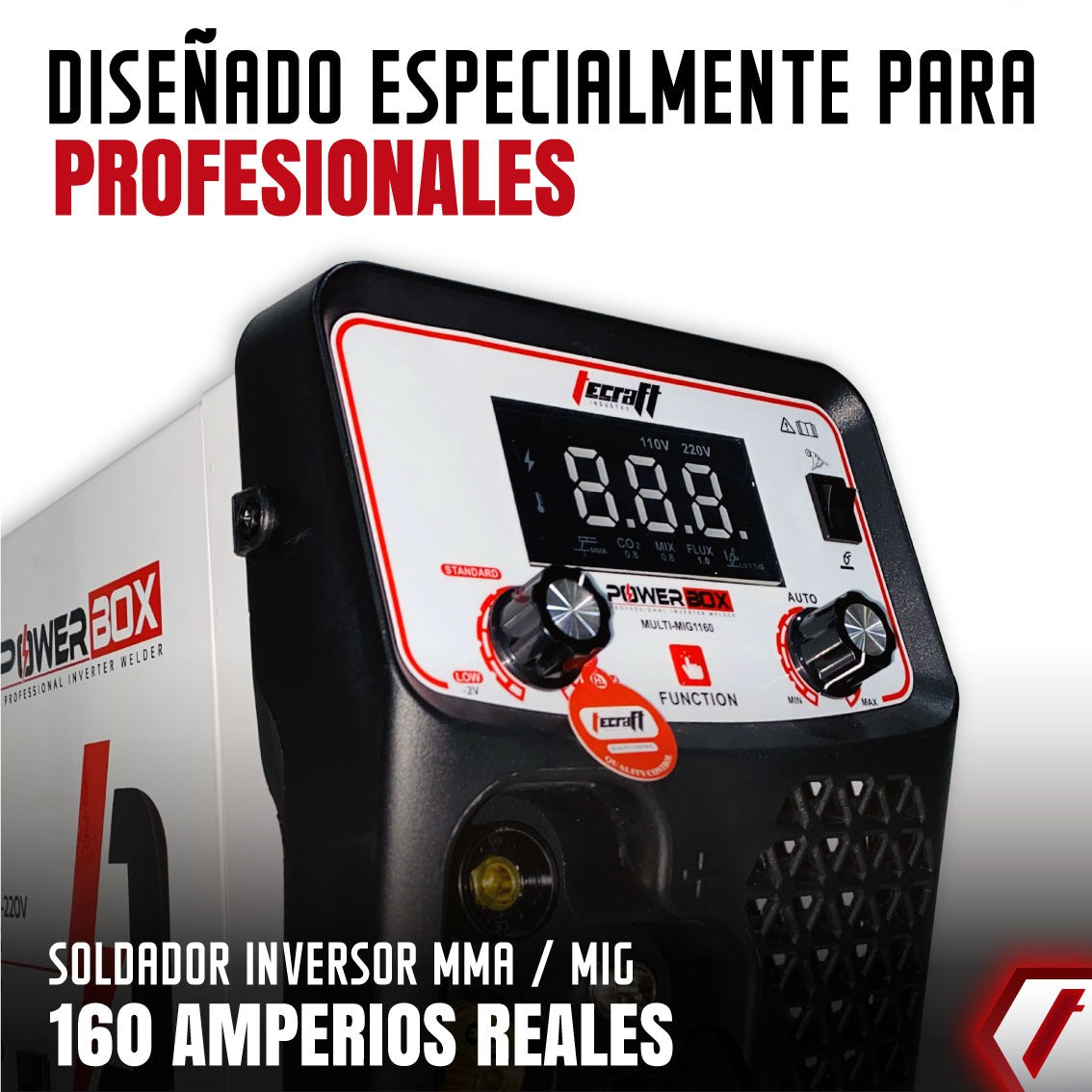 Equipo De Soldadura Profesional Multiproceso MMA/MIG/TIG  de 160Ah 110V/220V