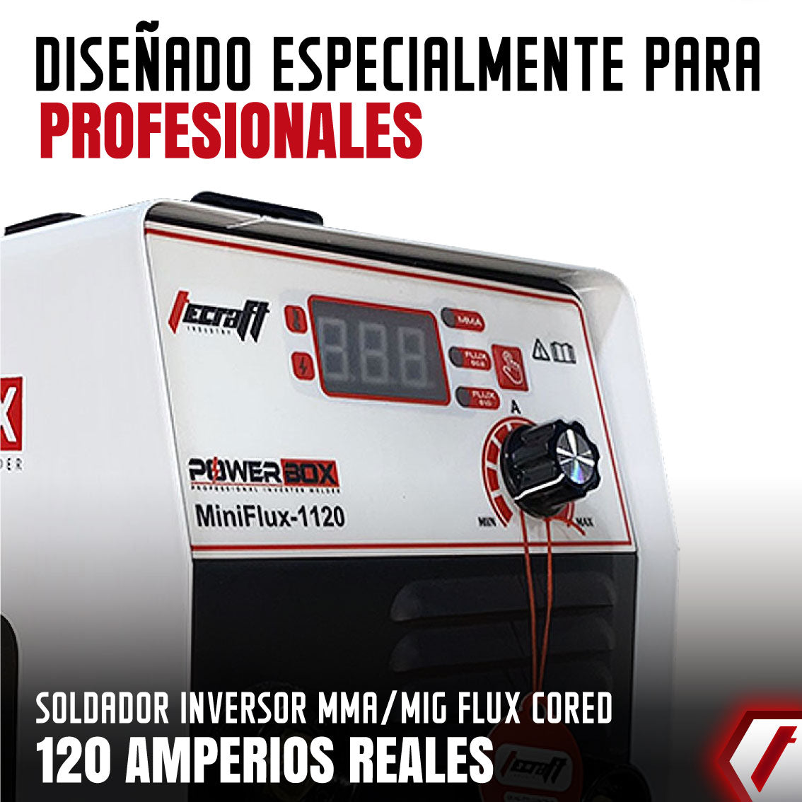Equipo de Soldadura Profesional MINI FLUX MMA/MIG 120AH 110V