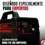 Equipo de soldadura inverter profesional para trabajos ligeros de 180 amperios con conexión a 110V - 220V Marca Tecraft Industry