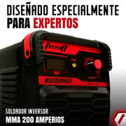 Equipo de soldadura inverter Semi Industrial para trabajos semi pesados de 200 amperios con conexión a 110V - 220V. Ideal para electrodos Aluminio - 6010. Marca Tecraft Industry