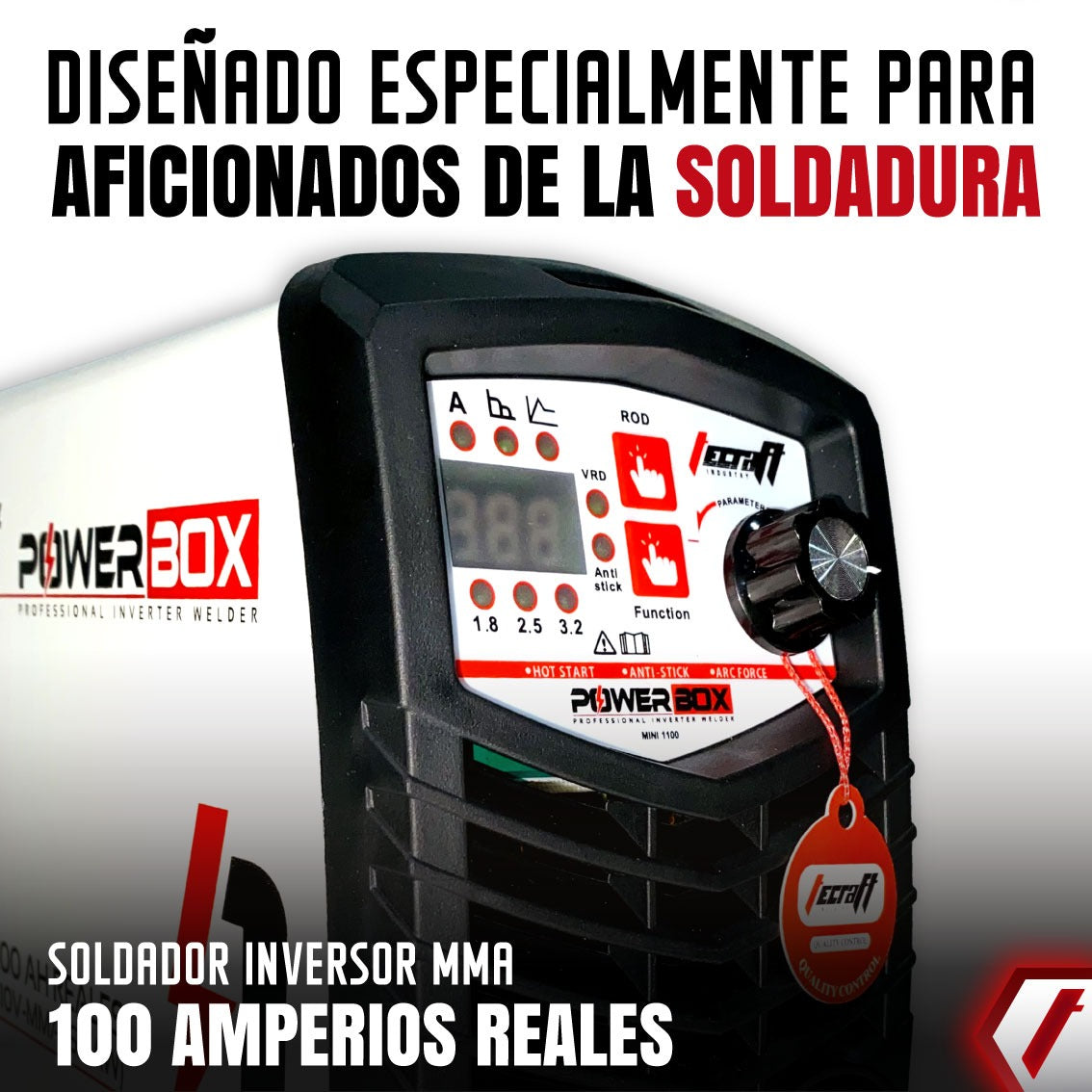 Equipo De Soldadura Liviano Proceso MMA de 100Ah 110V
