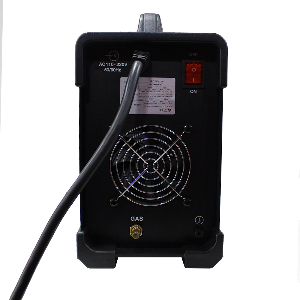 Equipo de soldadura inverter Semi Industrial  para trabajos semi pesados  de 200 amperios con conexión a  110V - 220V. Ideal para proceso TIG de Alta Frecuencia. Marca Tecraft Industry