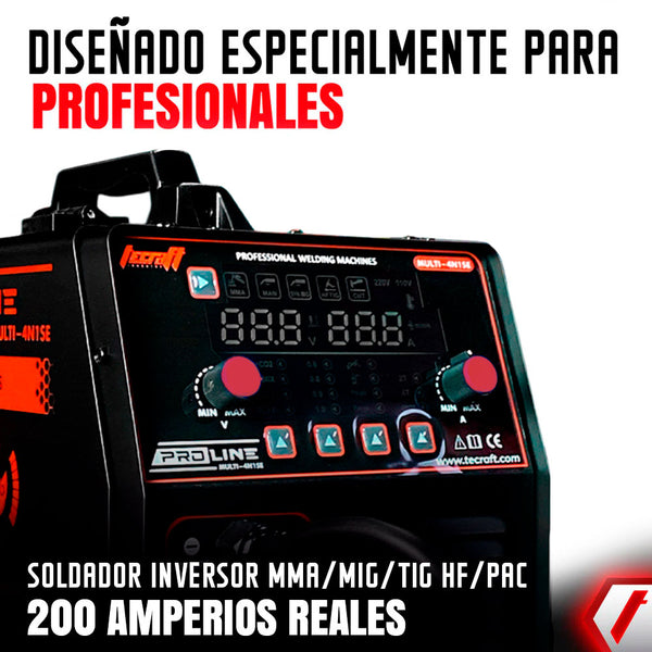 Soldador inversor Multiproceso MMA/MIG/PAC/TIG HF 200AH 110/220V