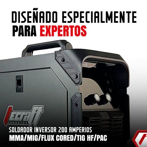 Soldador inversor Multiproceso MMA/MIG/FLUX/PAC/TIG HF 200AH 110/220V