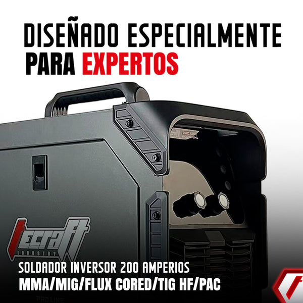 Soldador inversor Multiproceso MMA/MIG/FLUX/PAC/TIG HF 200AH 110/220V