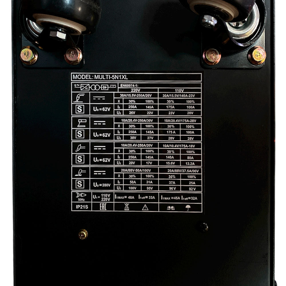 Soldador inversor Multiproceso MMA/MIG/FLUX/PAC/TIG HF 250AH 110/220V