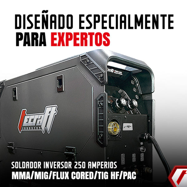 Soldador inversor Multiproceso MMA/MIG/FLUX/PAC/TIG HF 250AH 110/220V