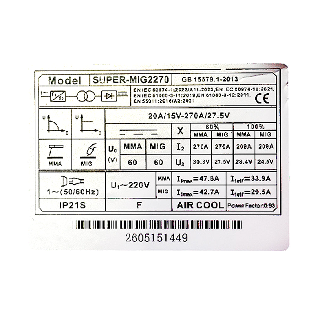 EQUIPO DE SOLDADURA INDUSTRIAL MMA/MIG/TIG LIFT DE 270AH 220V