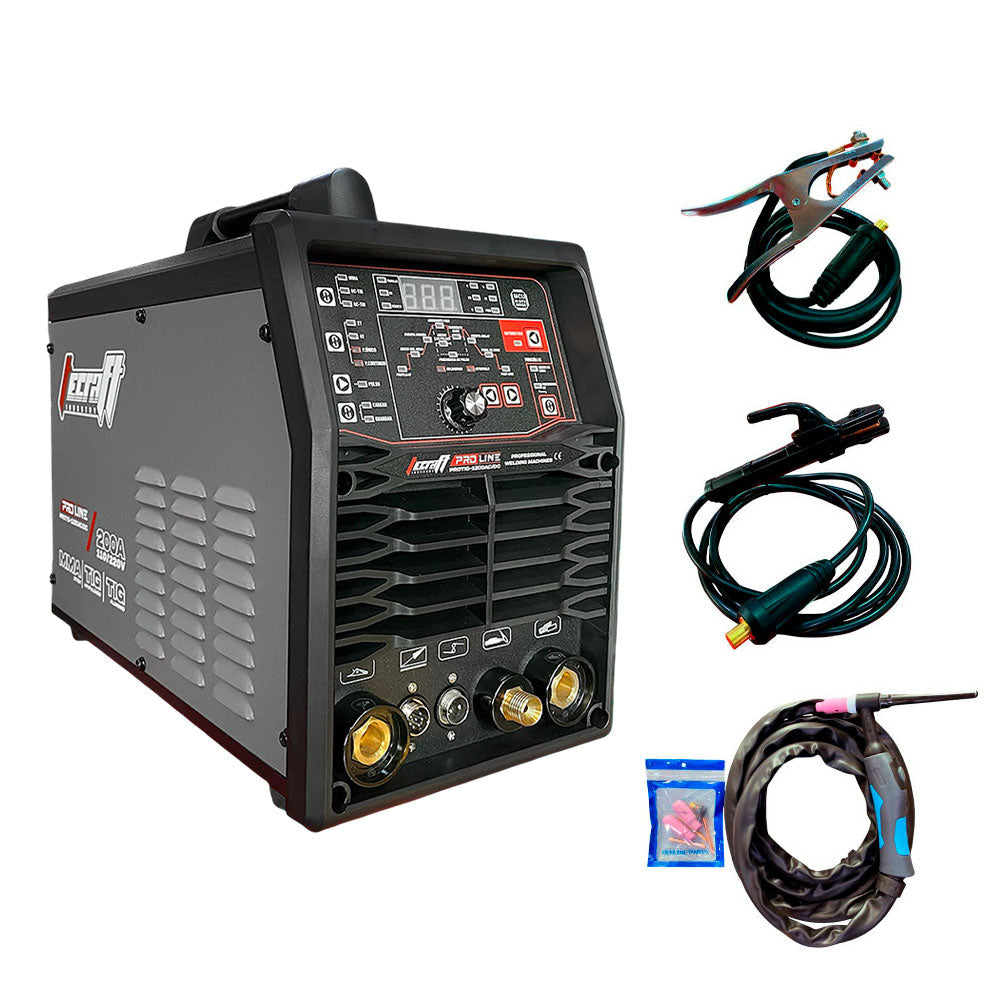 Soldador Inversor Proceso MMA/TIG HF/TIG EN FRIO/PULSADO AC/DC de 200AH 110/220V