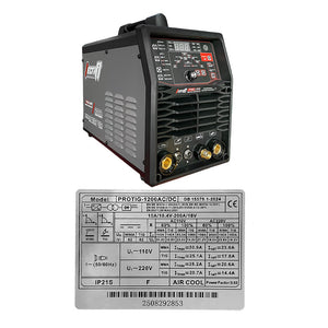 Soldador Inversor Proceso MMA/TIG HF/TIG EN FRIO/PULSADO AC/DC de 200AH 110/220V