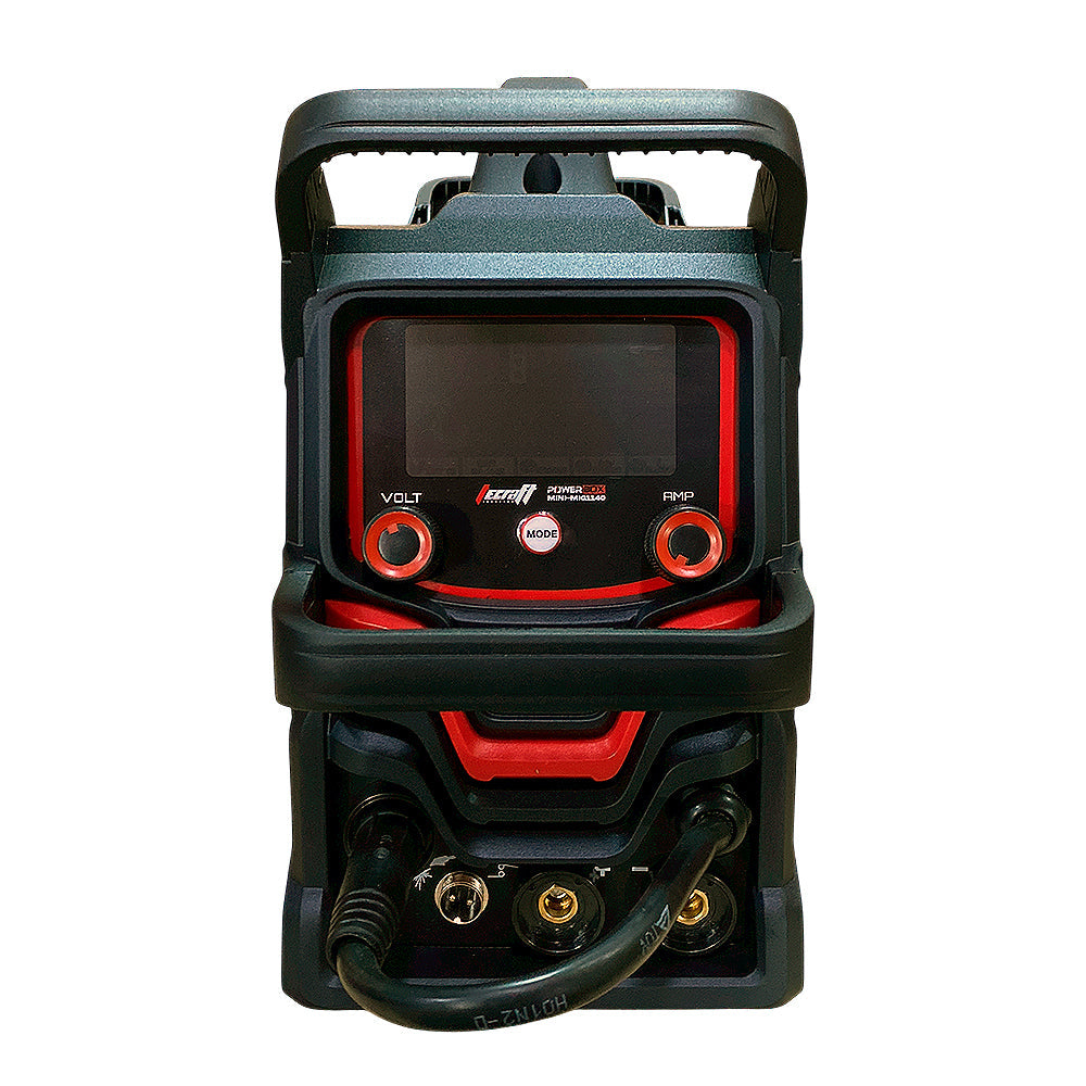 Soldador inversor profesional proceso MMA/TIG LIFT/MIG de 140 amperios con conexión a 110/220V bifásico marca Tecraft Industry de tecnología alemana.