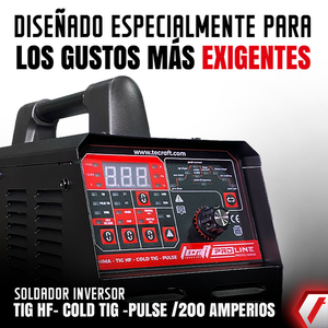 Soldador Inversor Proceso TIG HF/TIG EN FRIO/PULSADO/MMA 200AH 110/220V