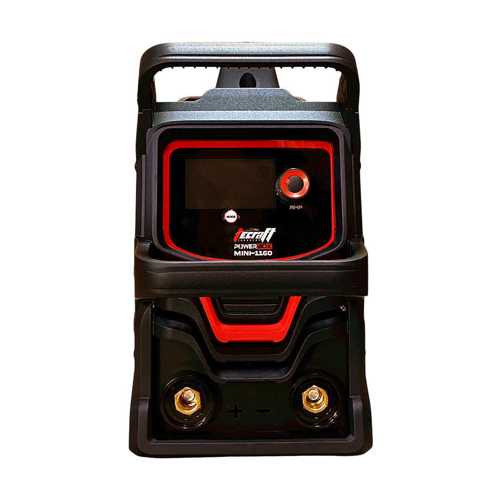 Soldador inversor profesional de proceso MMA/TIG LIFT de 160 amperios con conexión a 110/220V bifásico marca Tecraft Industry de tecnología alemana.