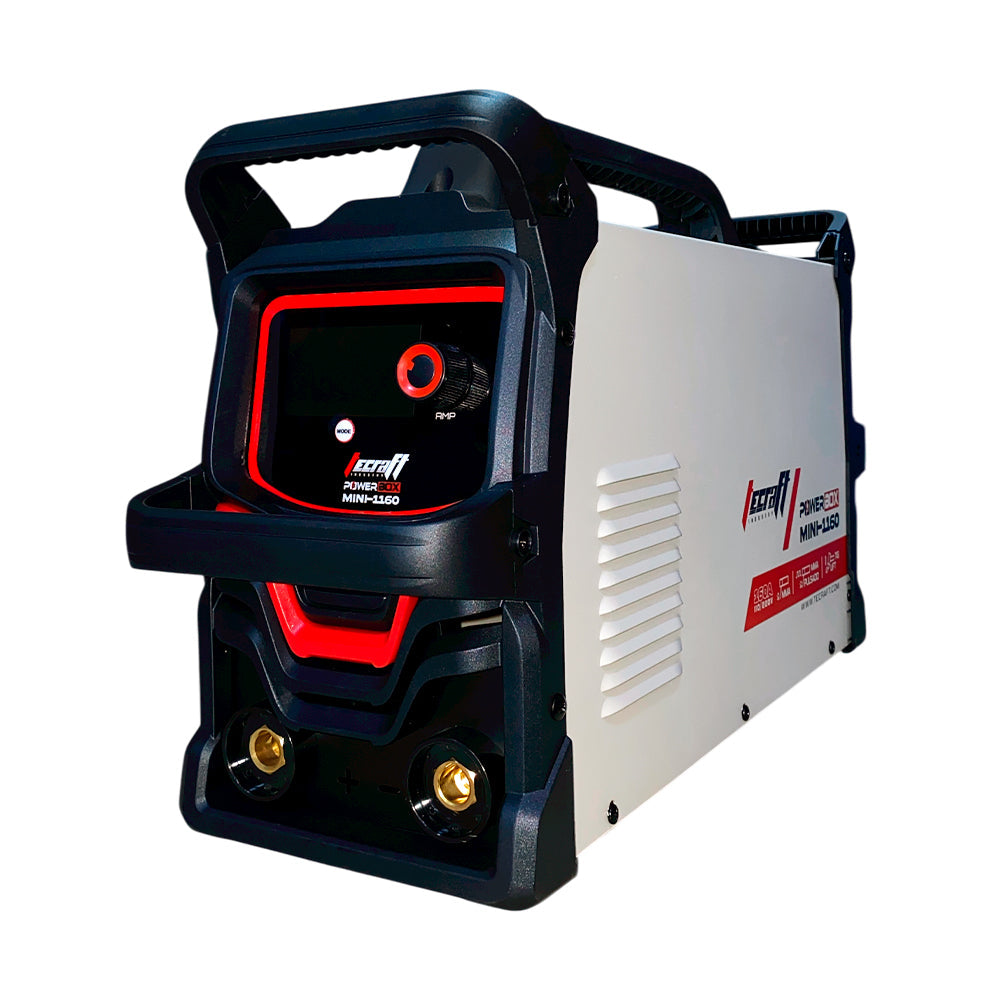 Soldador inversor profesional de proceso MMA/TIG LIFT de 160 amperios con conexión a 110/220V bifásico marca Tecraft Industry de tecnología alemana.