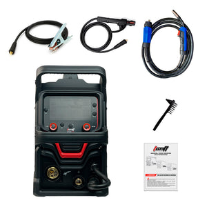 Soldador inversor profesional Multiproceso MMA/TIG LIFT/MIG Flux Cored de 160 amperios con conexión a 110/220V bifásico marca Tecraft Industry de tecnología alemana.