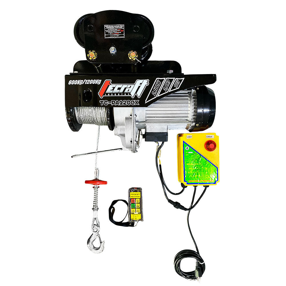 Winche Eléctrico 1200kg 2,8HP con Carro de Movilización Horizontal