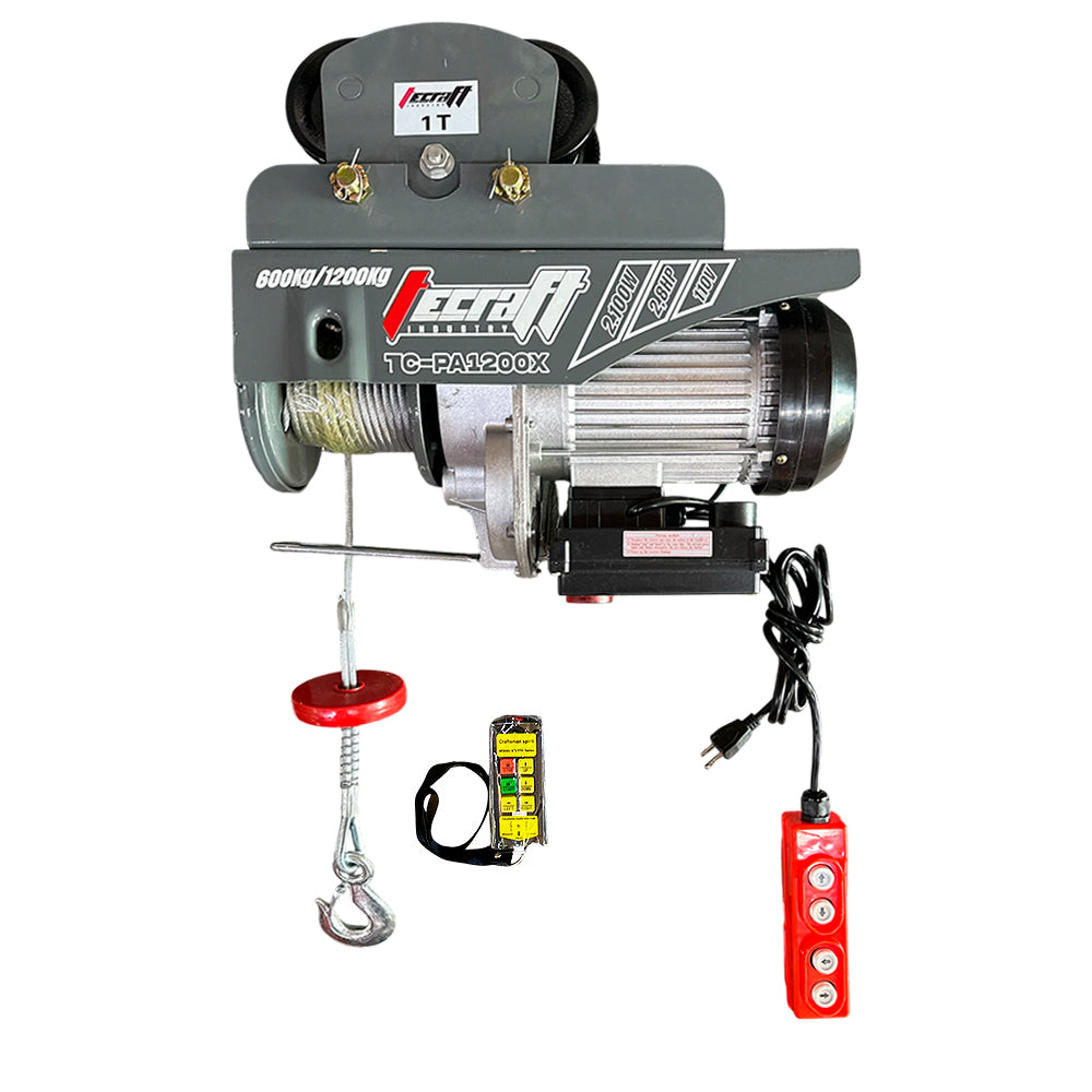 Winche Eléctrico 1200kg 2,8HP con Carro de Movilización Horizontal
