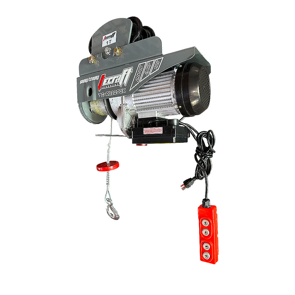 Winche Eléctrico 1200kg 2,8HP con Carro de Movilización Horizontal