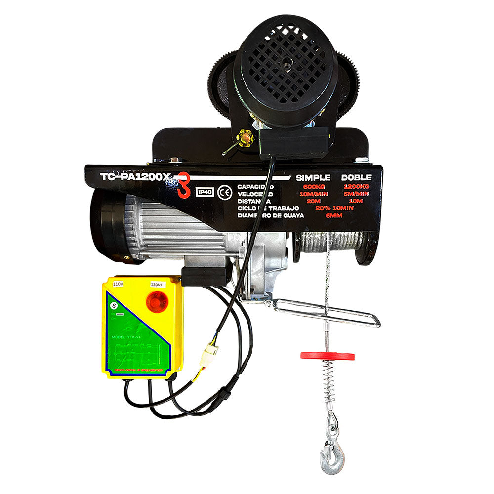 Winche Eléctrico 1200kg 2,8HP con Carro de Movilización Horizontal