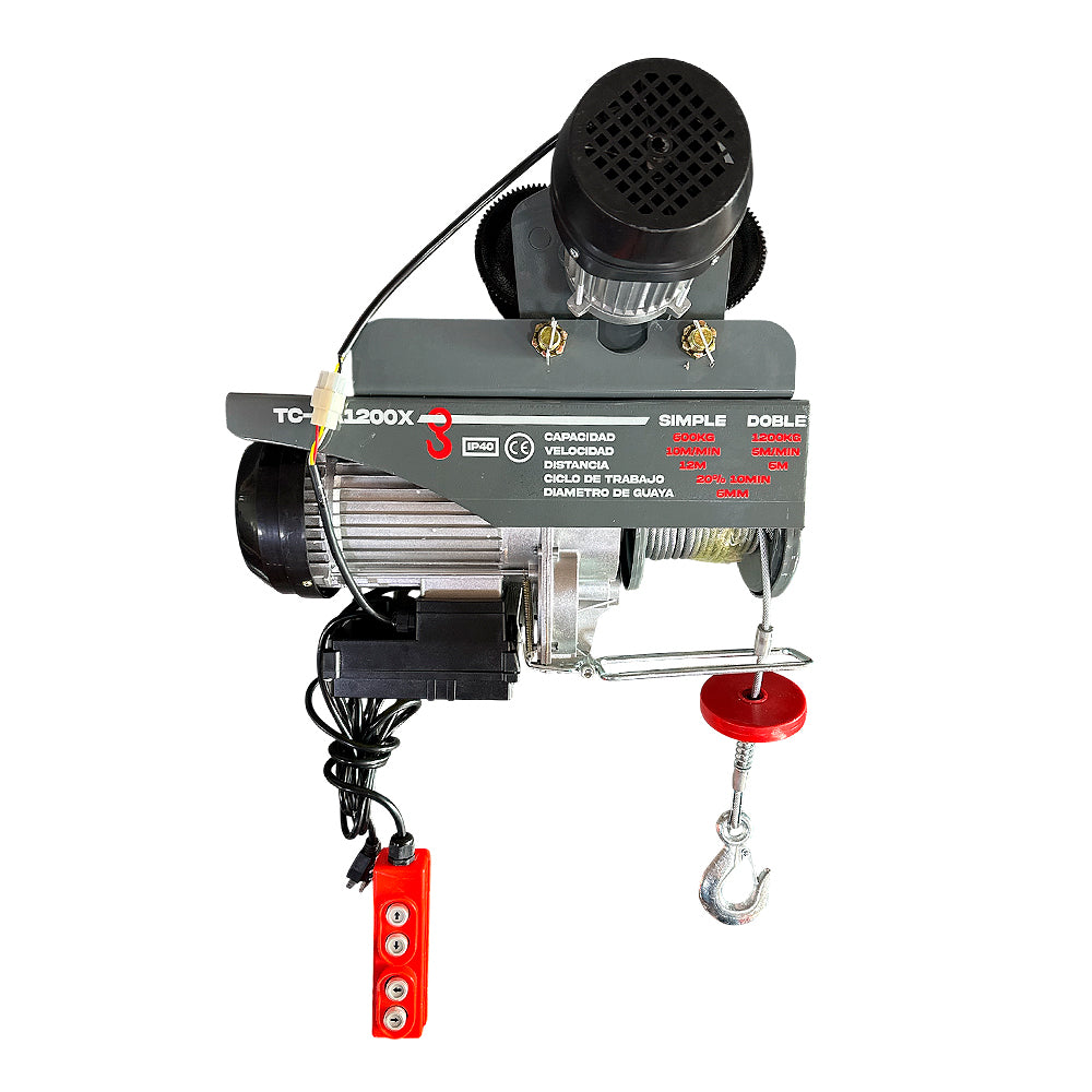 Winche Eléctrico 1200kg 2,8HP con Carro de Movilización Horizontal
