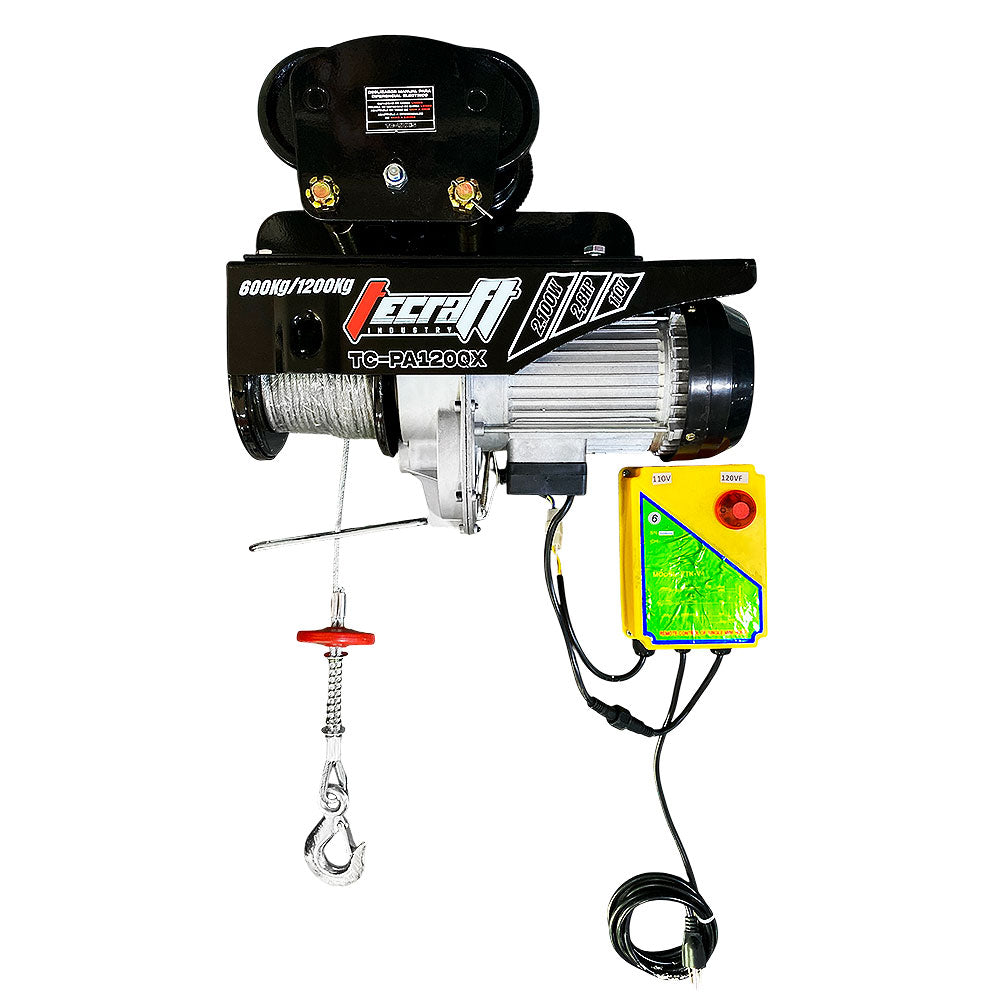 Winche Eléctrico 1200kg 2,8HP con Carro de Movilización Horizontal