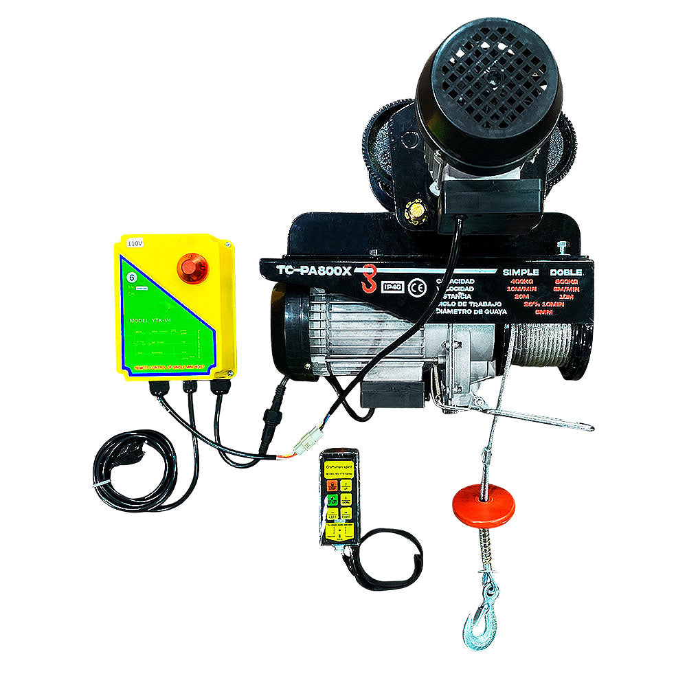 Winche Eléctrico 800kg 2HP con Carro de Movilización Horizontal