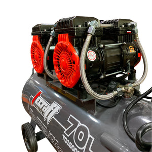 Compresor Profesional de tiro directo marca Tecraft Industry de 70L 3HP con conexión a 110v.