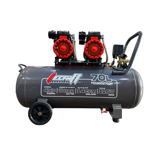 Compresor Profesional de tiro directo marca Tecraft Industry de 70L 3HP con conexión a 110v.