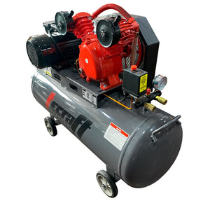 Compresor Profesional de Polea marca Tecraft Industry de 100L 2HP con conexiona 110v.