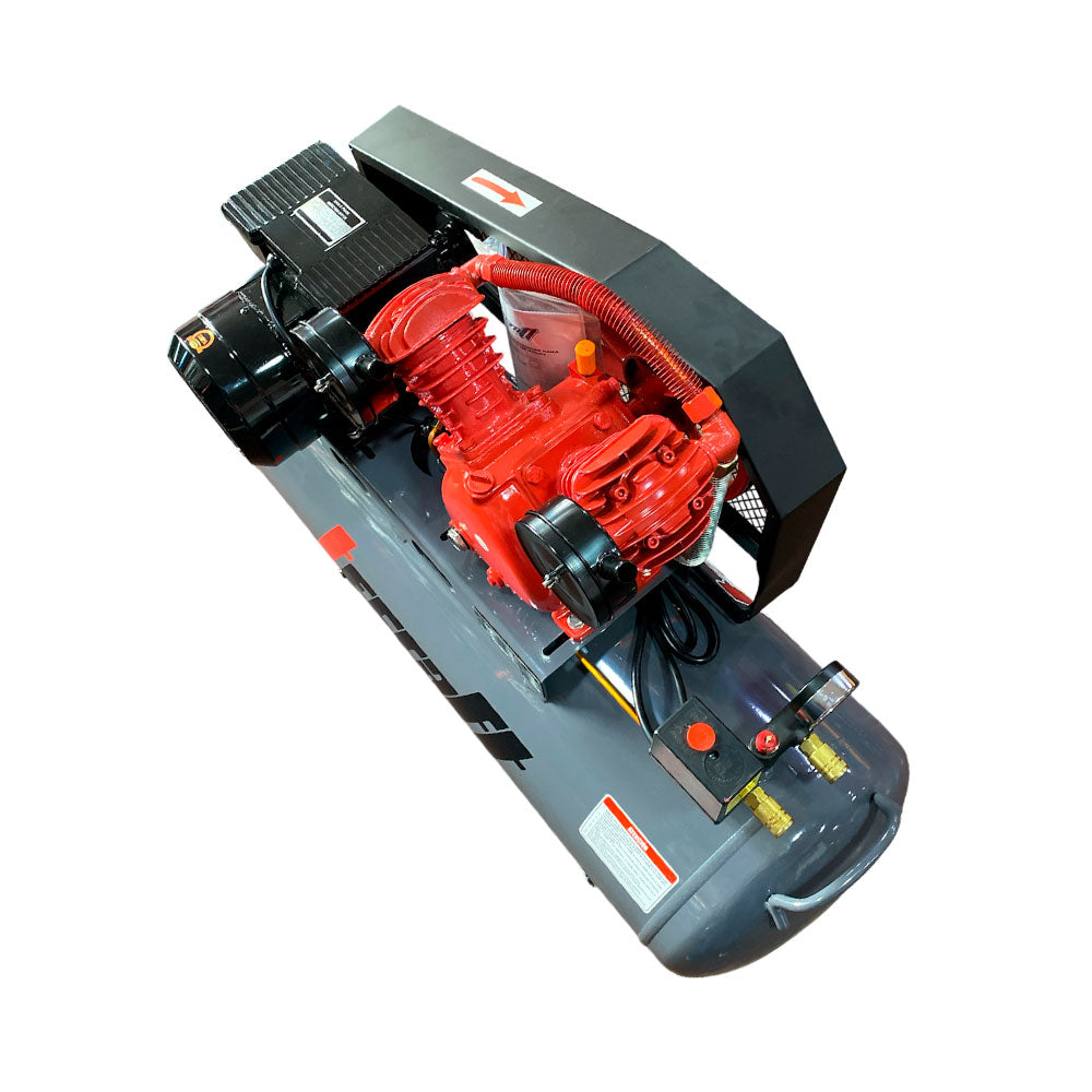 Compresor Profesional de Polea marca Tecraft Industry de 100L 2HP con conexiona 110v.