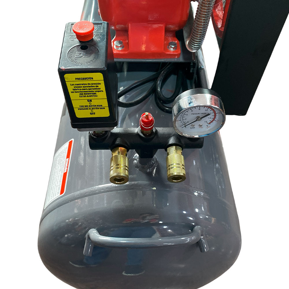 Compresor Profesional de Polea marca Tecraft Industry de 100L 2HP con conexiona 110v.