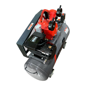 Compresor Profesional de Polea marca Tecraft Industry de 100L 2HP con conexiona 110v.