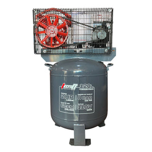 Compresor Profesional de Polea marca Tecraft Industry de 120L 2HP con conexiona 110v.