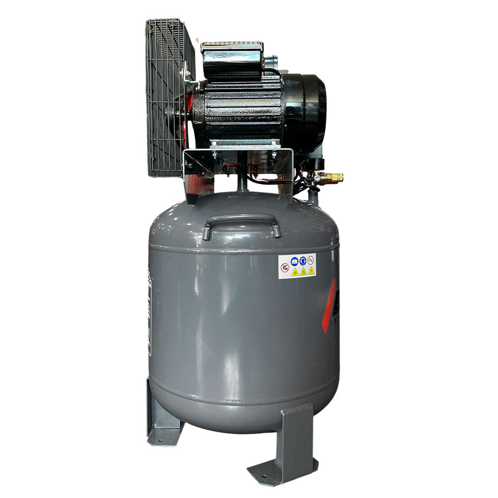 Compresor Profesional de Polea marca Tecraft Industry de 120L 2HP con conexiona 110v.