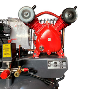 Compresor Profesional de Polea marca Tecraft Industry de 120L 2HP con conexiona 110v.
