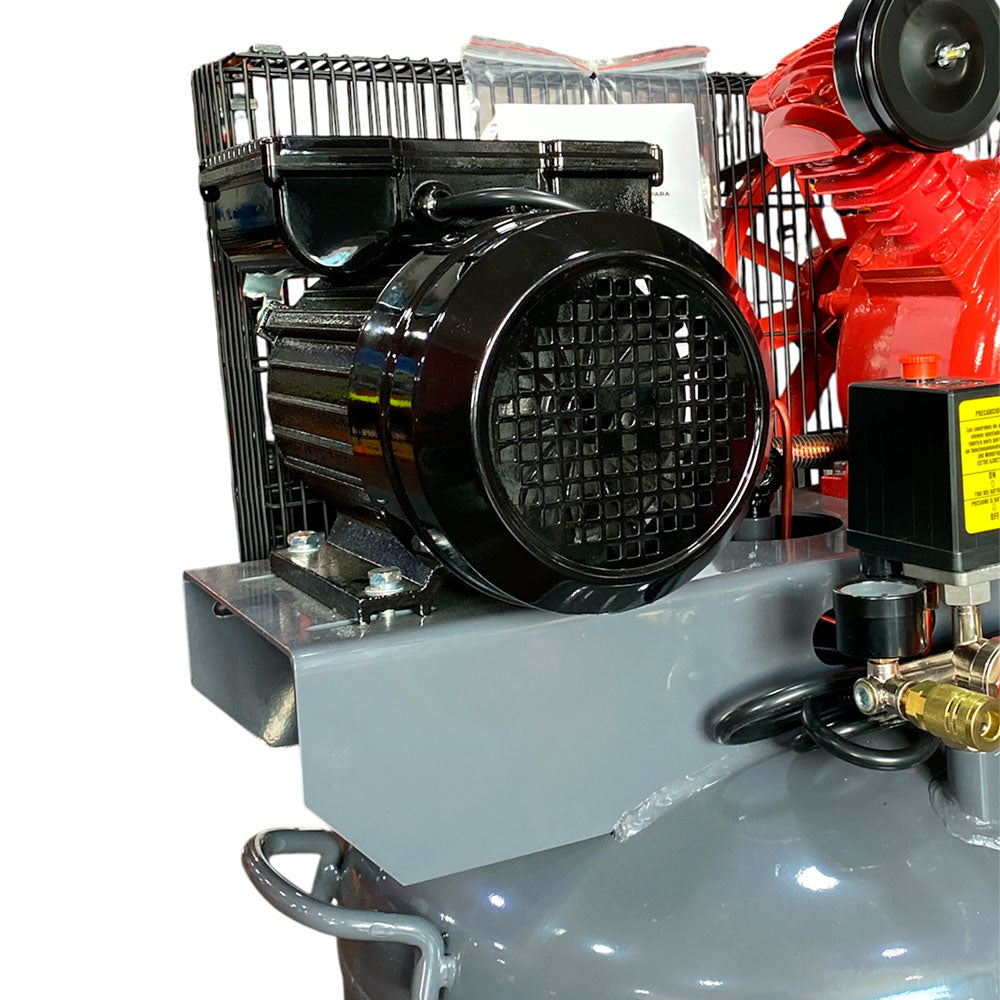 Compresor Profesional de Polea marca Tecraft Industry de 120L 2HP con conexiona 110v.
