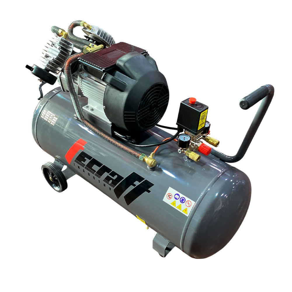 Compresor Profesional de tiro directo marca Tecraft Industry de 100L 3 HP con conexión a 110v.