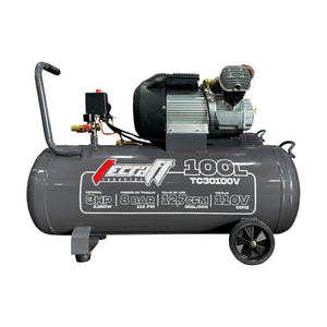 Compresor Profesional de tiro directo marca Tecraft Industry de 100L 3 HP con conexión a 110v.