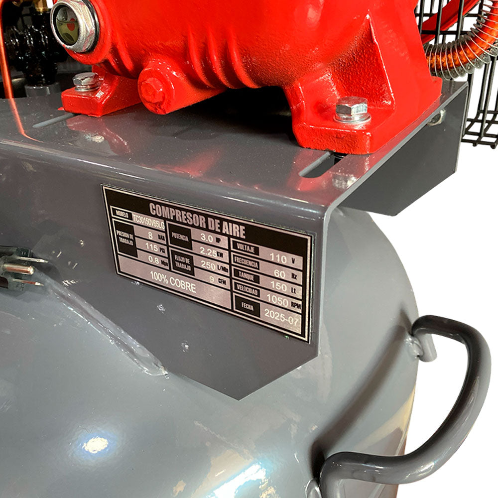 Compresor Vertical de Polea 150L 3 HP 110v