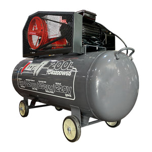 Compresor Profesional de Polea marca Tecraft Industry de 200L 4HP con conexiona 220v.