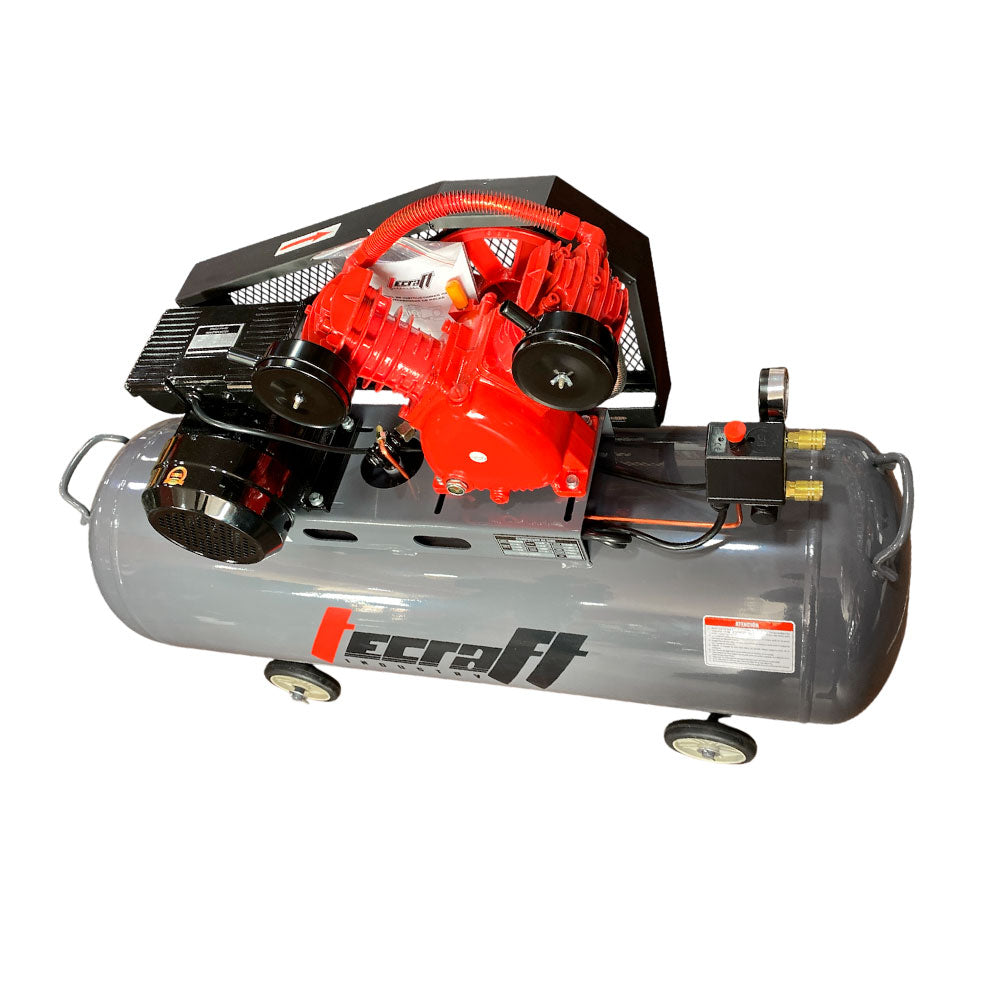 Compresor Profesional de Polea marca Tecraft Industry de 200L 4HP con conexiona 220v.