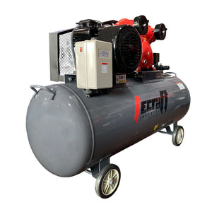 Compresor Profesional de Polea marca Tecraft Industry de 200L 4HP con conexiona 220v.