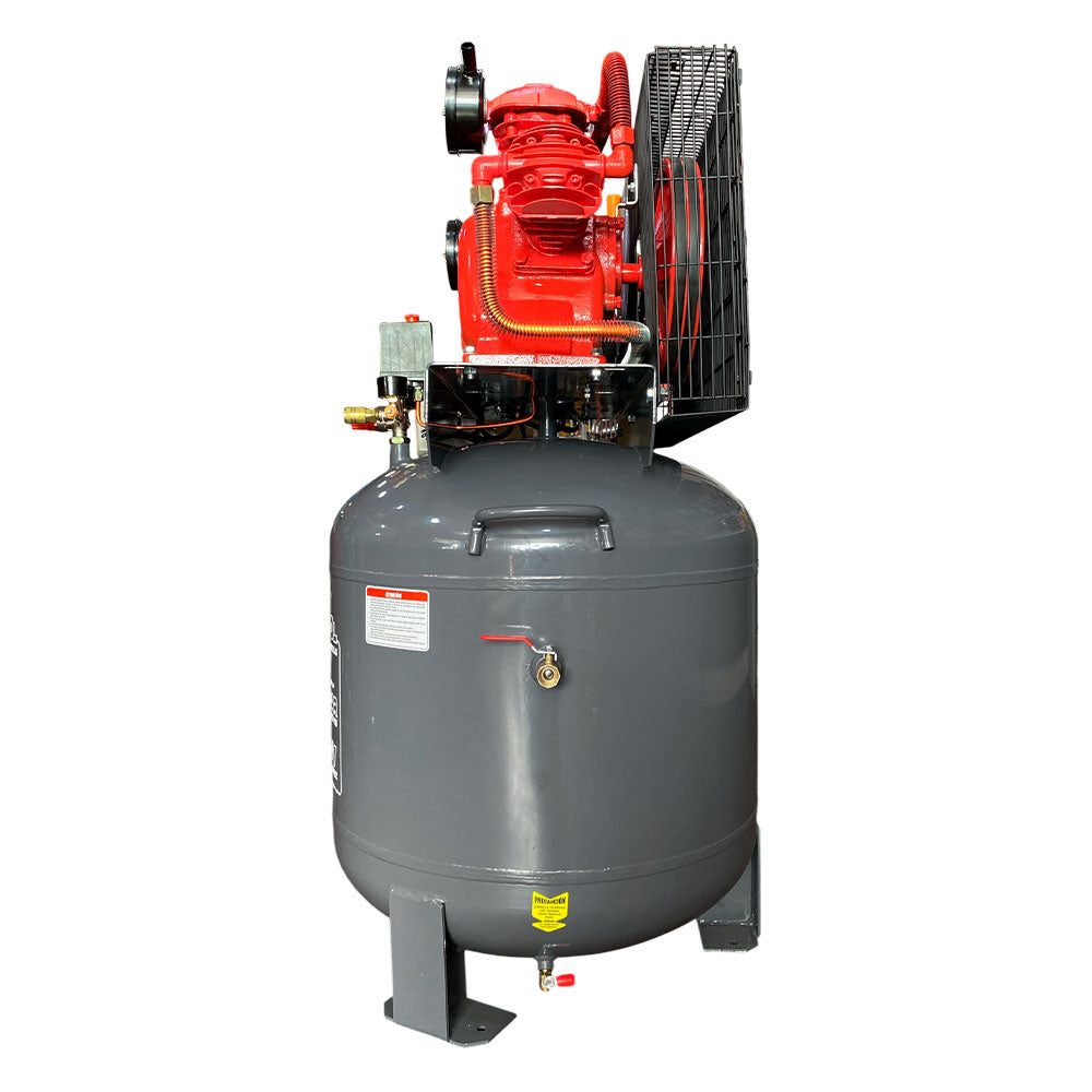 Compresor Vertical de Polea marca Tecraft Industry de 200L 4HP con conexiona 220v.