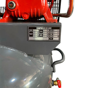 Compresor Vertical de Polea marca Tecraft Industry de 200L 4HP con conexiona 220v.