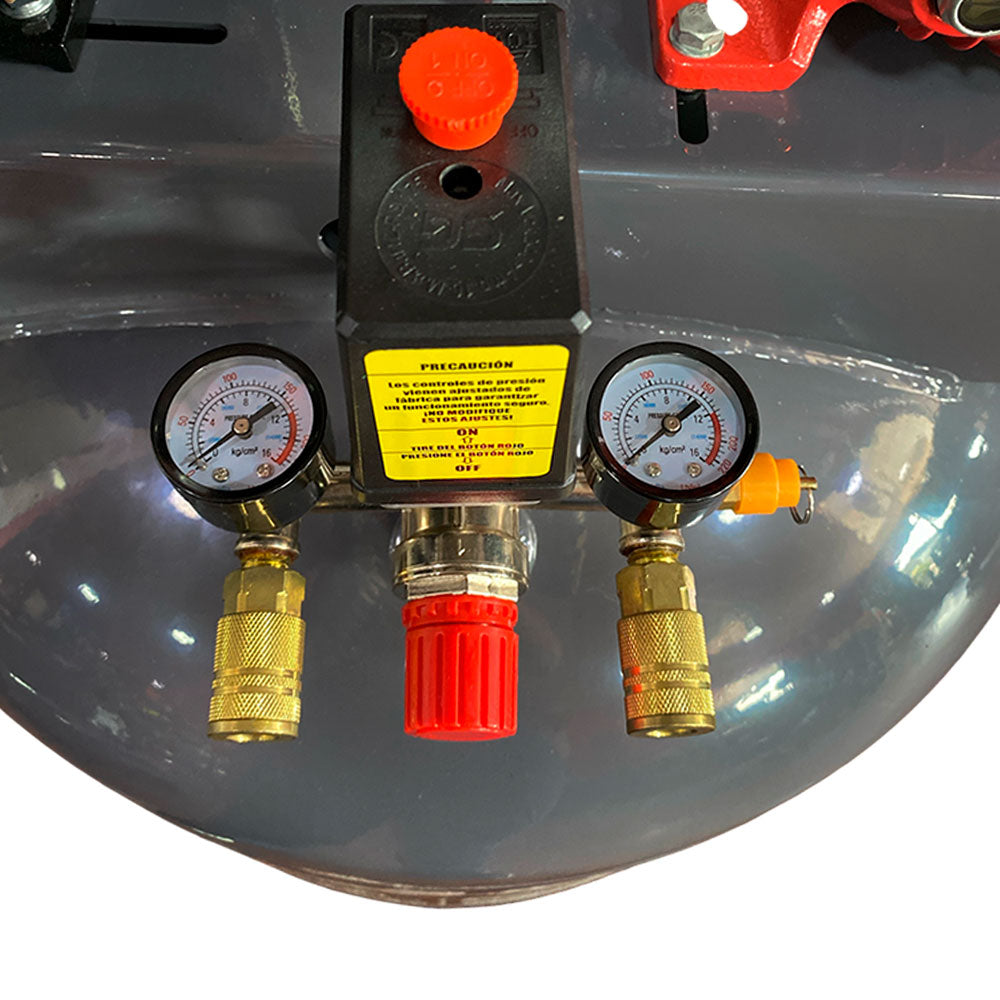 Compresor Vertical de Polea marca Tecraft Industry de 200L 4HP con conexiona 220v.