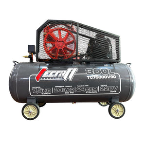 Compresor Profesional de Polea marca Tecraft Industry de 300L 7,5HP con conexiona 220v.