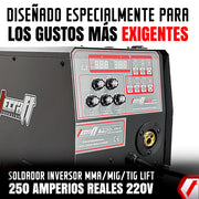Soldador Inversor Multiproceso MMA/MIG/TIG LIFT de 250Ah 220V