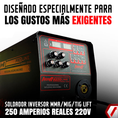 Soldador Inversor Multiproceso MMA/MIG/TIG LIFT de 250Ah 220V